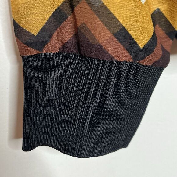 Missoni for Target Chevron Zigzag Sheer Long Sleeve Top Brown Black Womens M - Picture 2 of 6